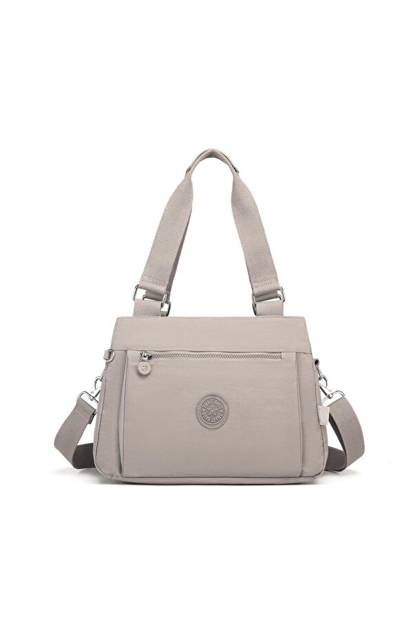 Krinkıl Kumaş Kadın Omuz Çantası  1125 A.Vizon