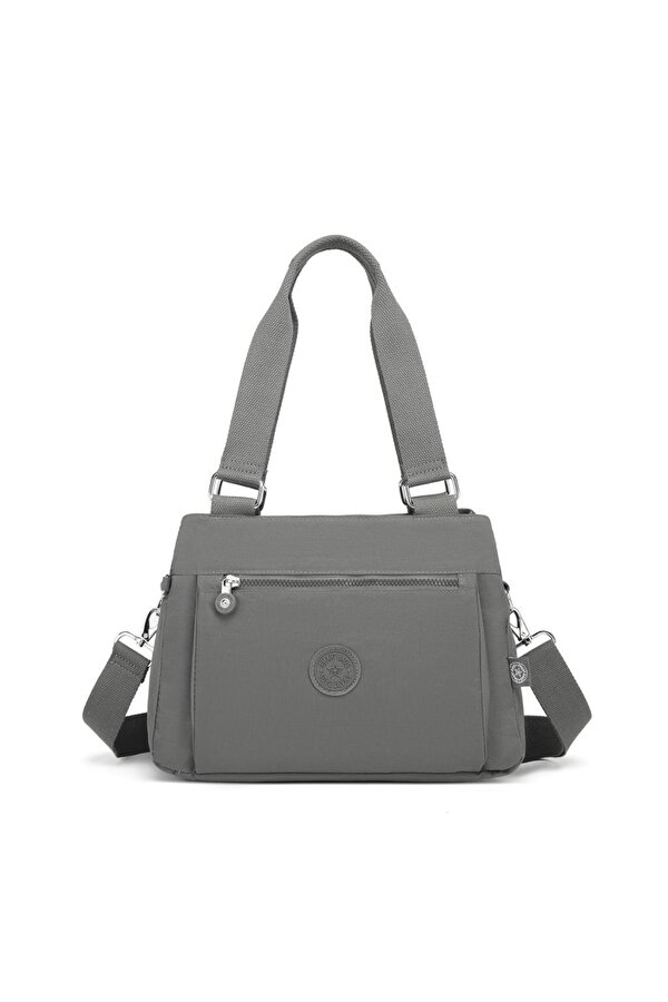 Krinkıl Kumaş Kadın Omuz Çantası  1125 Koyu Gri