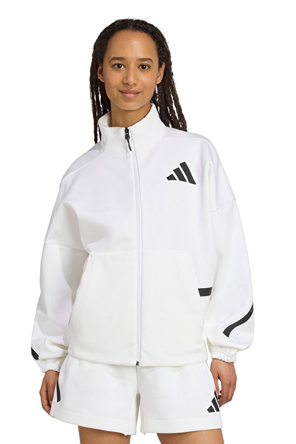 W Z.N.E. TT Beyaz Kadın Fermuarlı Sweatshirt - 2. Ürüne %50 İndirim