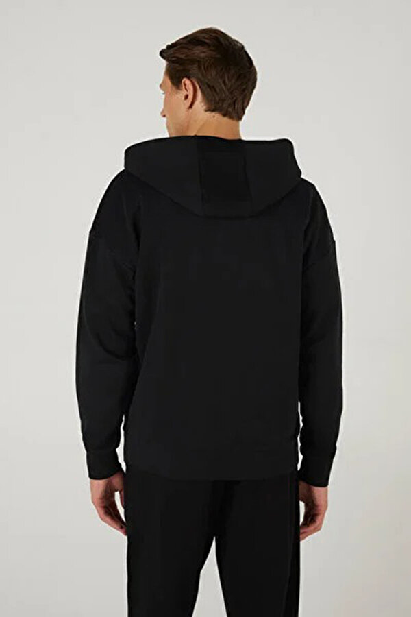 M Essential Full Zip Hood Siyah Erkek Fermuarlı Sweatshirt