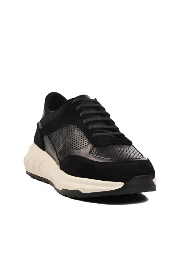 Premium 5394 M Siyah-Beyaz Hakiki Deri Erkek Sneaker