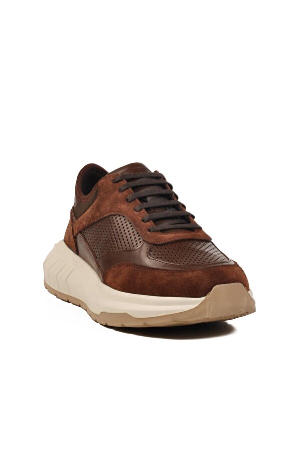Premium 5394 M Kahve Hakiki Deri Erkek Sneaker