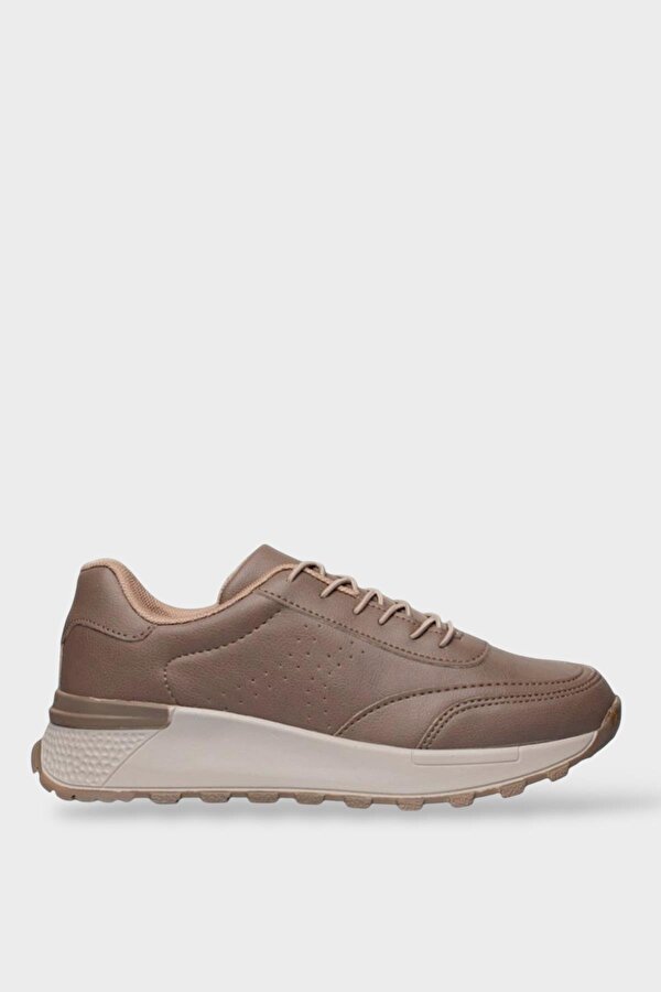 Kadın Bağcıklı Kolay Giyilebilir Mevsimlik Sneaker Spor Ayakkabı VİZON