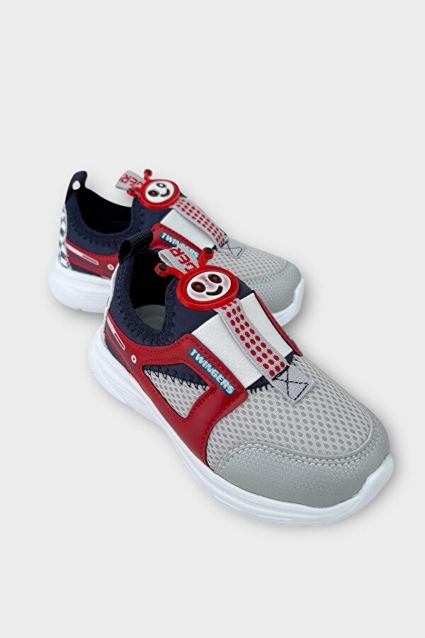 Çocuk Airfile Hafif Taban Kreş Ev Okul Spor Ayakkabı GRİ - KIRMIZI