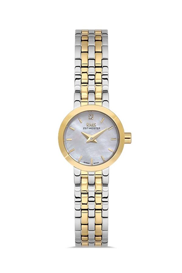 RMS.1.AG1603.05 Minimal Taşlı Tasarım Sedef Kadran Safir Cam Metalik-Altın Renk Kadın Kol Saati