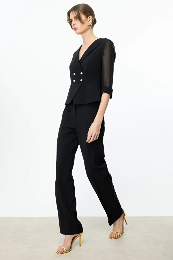 Kadın Bol Paça Cepsiz Pantolon 4204 Siyah