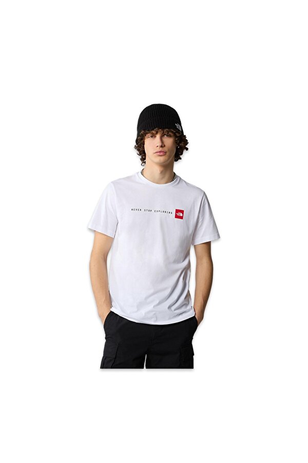 Nf0A87Ns M Ss Never Stop Exploring Tee Beyaz Erkek T-Shirt