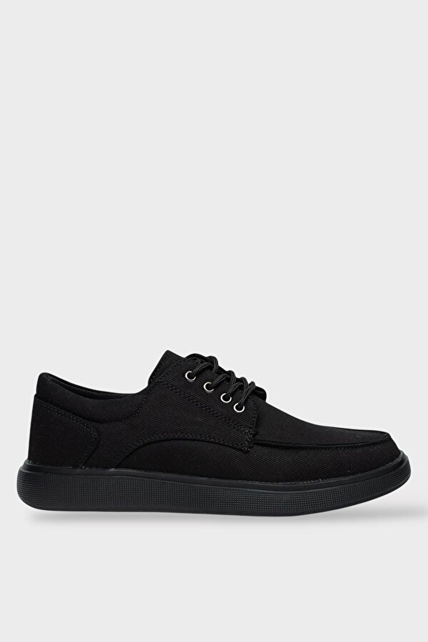Erkek Keten Gabardin Kumaş Günlük Sneaker Ayakkabı SİYAH