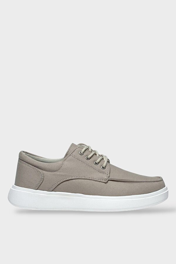 Erkek Keten Gabardin Kumaş Günlük Sneaker Ayakkabı BEJ