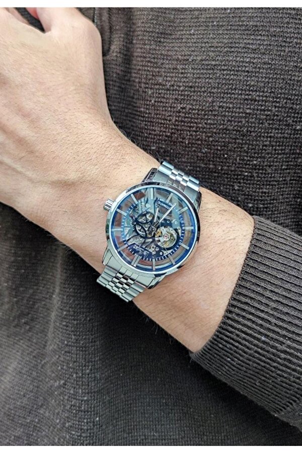 LC08036 Otomatik Mekanizma İskelet Kadran 5 Atm Su Geçirmezlik Metalik Renk Erkek Kol Saati