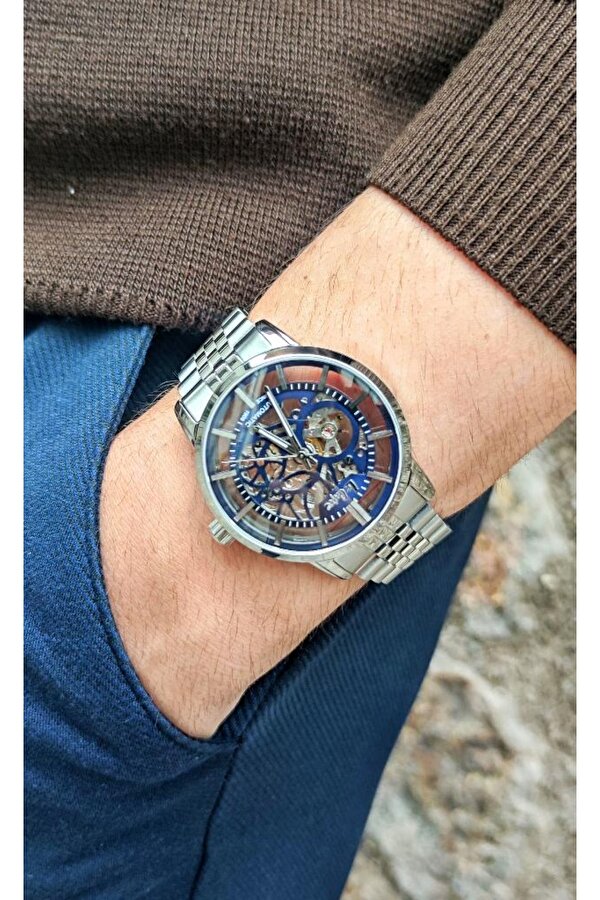 LC08036 Otomatik Mekanizma İskelet Kadran 5 Atm Su Geçirmezlik Metalik Renk Erkek Kol Saati