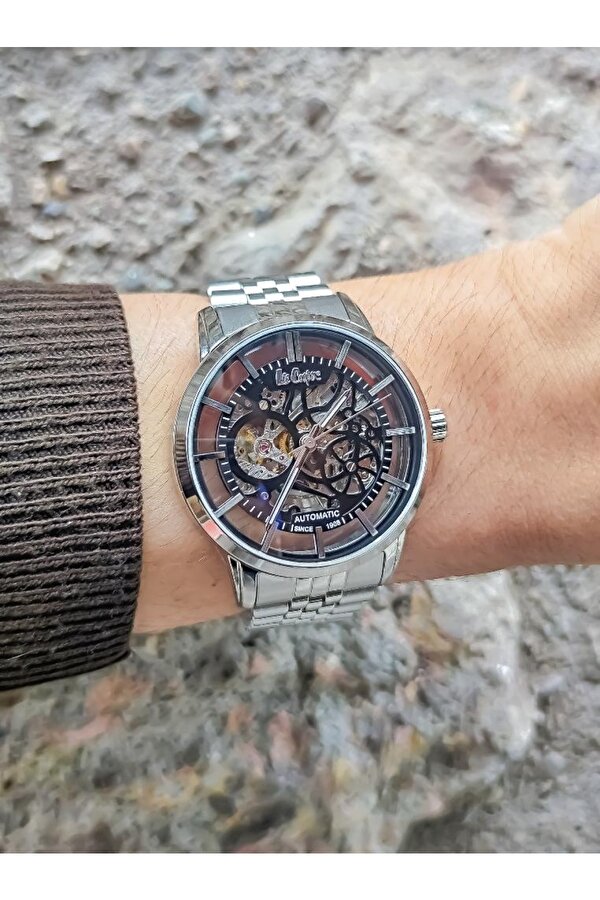LC08036 Otomatik Mekanizma İskelet Kadran 5 Atm Su Geçirmezlik Metalik Renk Erkek Kol Saati