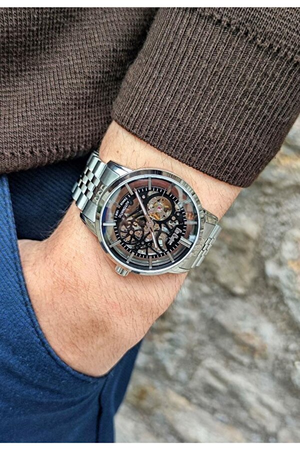 LC08036 Otomatik Mekanizma İskelet Kadran 5 Atm Su Geçirmezlik Metalik Renk Erkek Kol Saati