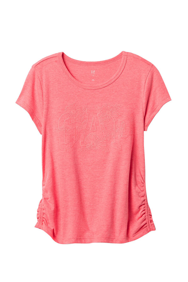 V-LOGO SIDE RUCHED TEE Pembe Kız Çocuk Kısa Kol T-Shirt