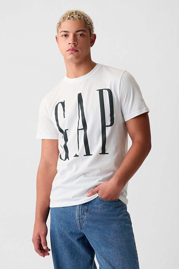 V-EVERYDAY SOFT CORP LOGO Beyaz Erkek Kısa Kol T-Shirt