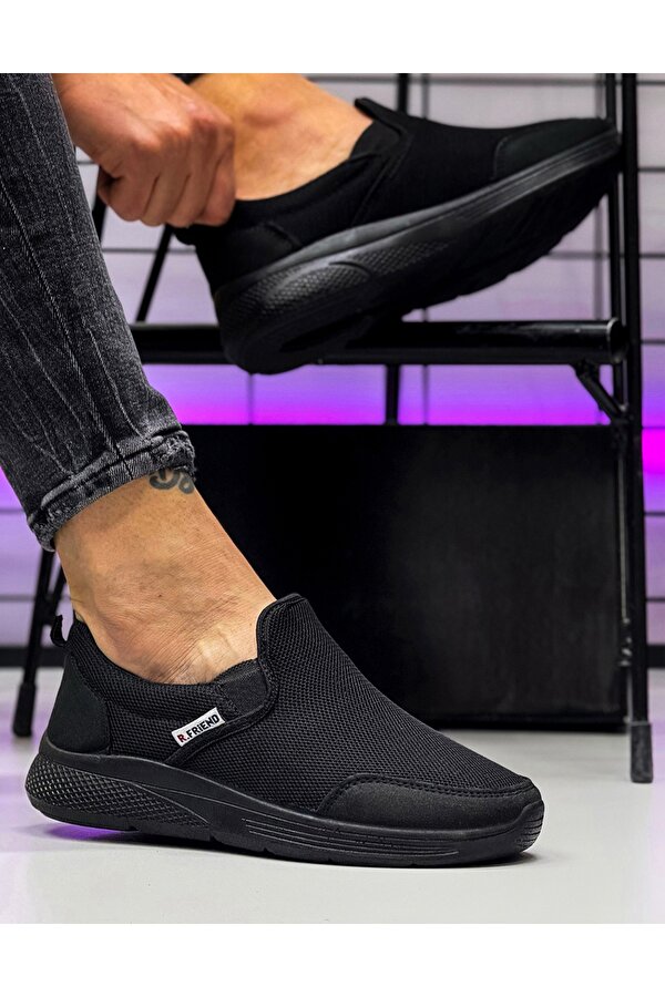 Road Erkek Bağsız Sneaker Ayakkabı Günlük Siyah