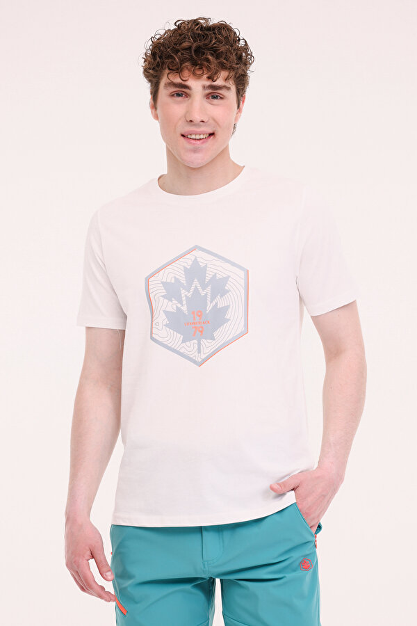 ML WOOD 11URB43-067 5FX Ekru Erkek Kısa Kol T-Shirt