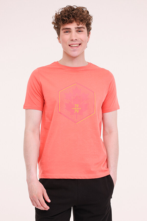 ML WOOD 11URB43-067 5FX Nar Çiçeği Erkek Kısa Kol T-Shirt
