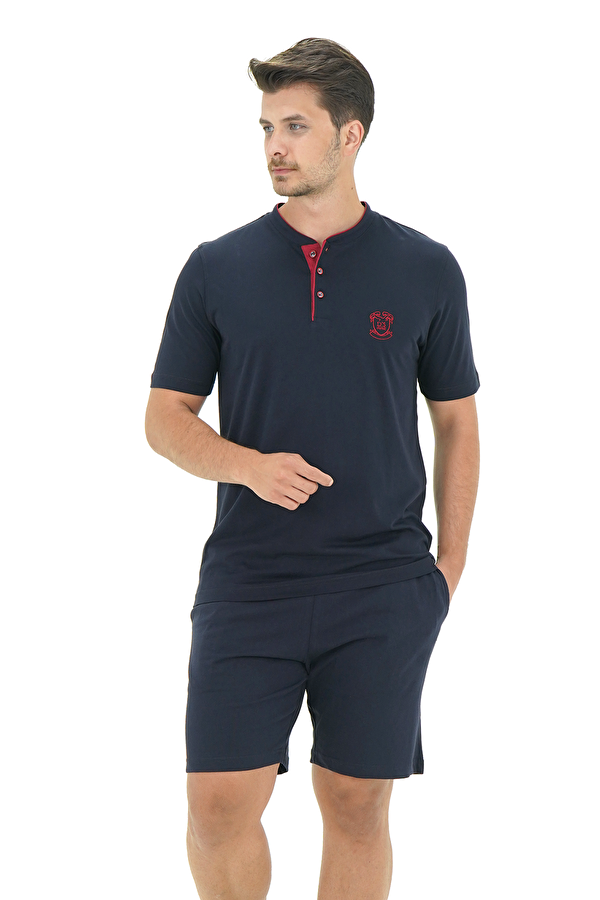 Ds Damat Regular Fit Cotton Şort Takım K.LACİVERT