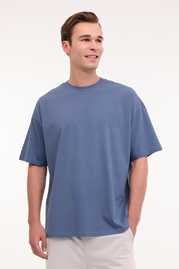 MB 20/OVS 11BS201 5FX Mavi Erkek Kısa Kol T-Shirt