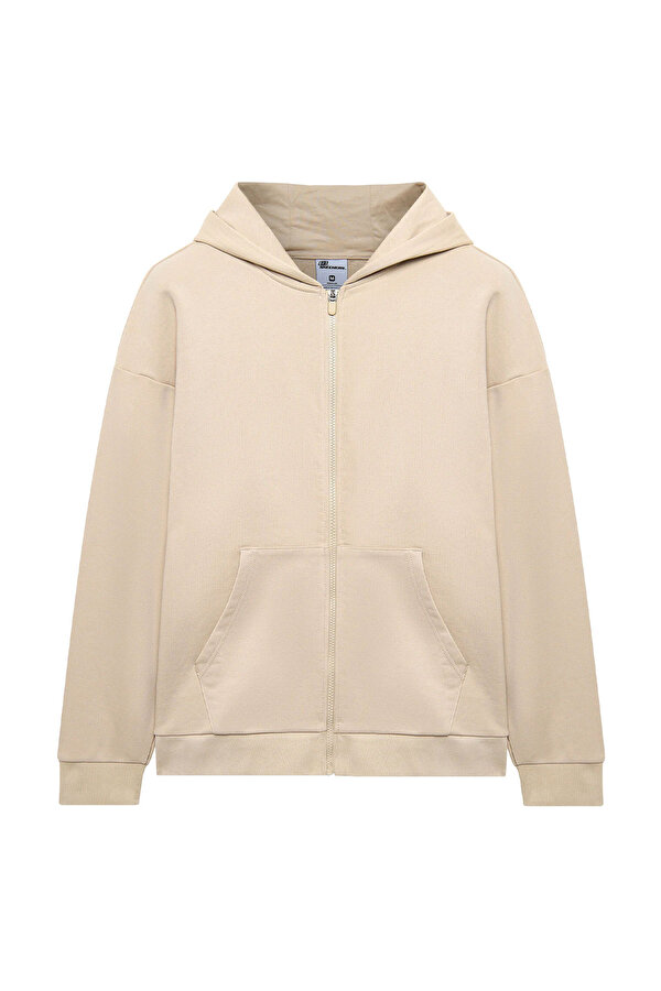 M Essential Full Zip Hoo Taş Rengi Erkek Fermuarlı Sweatshirt