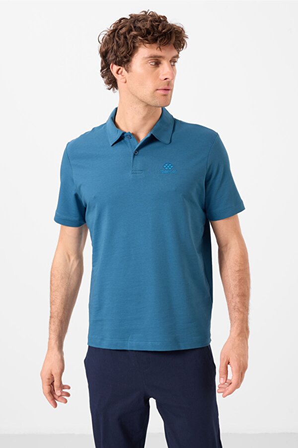 Saks Basic Logolu Standart Kalıp Triko Polo Yaka Erkek T-Shirt - 87748