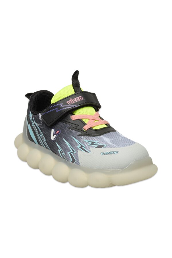 346.P25Y.214 Flash Patik Işıklı Phylon Siyah-Beyaz Erkek Çocuk Spor Ayakkabı