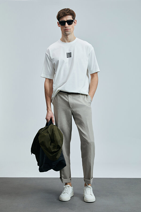 Erkek Helıx Modern Grafik T-Shirt 111020245 Kırık Beyaz