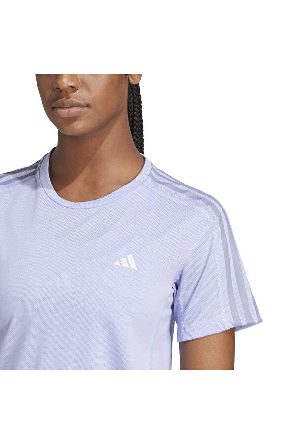 Own The Run 3-Stripes Kadın Mor Yuvarlak Yaka Tişört