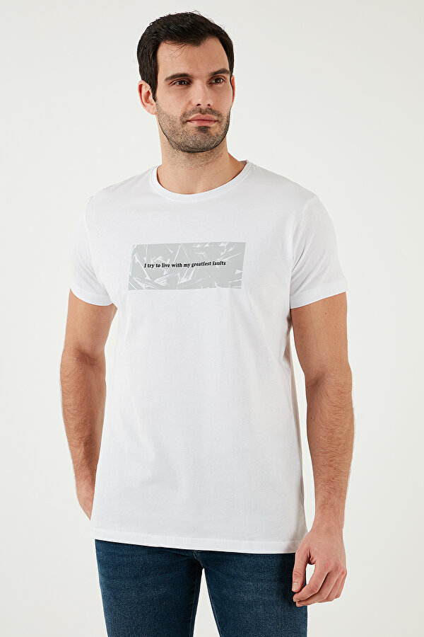 Erkek T Shirt 541S31 Açık Gri-Beyaz-Lacivert