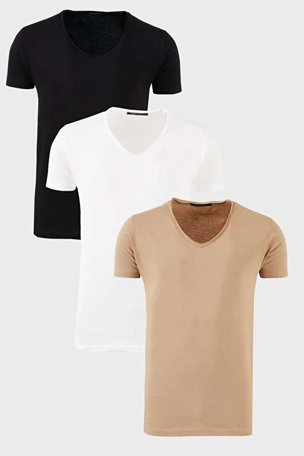 Erkek T Shirt 541S31 Siyah-Beyaz-Vizon