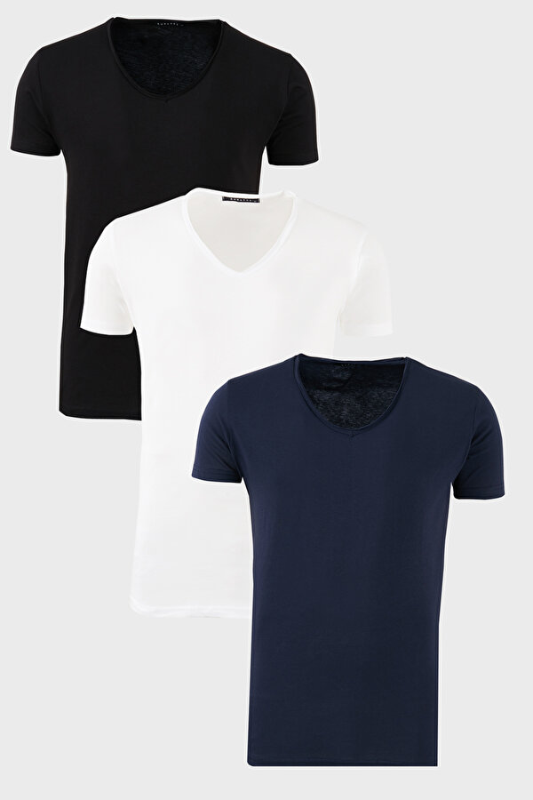 Erkek T Shirt 541S31 Siyah-Beyaz-Lacivert