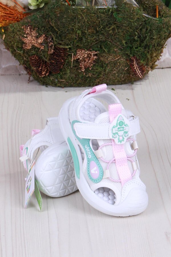 332.P25Y.221 Rocket Beyaz Esnek Rahat Işıklı Kız Çocuk Sandalet