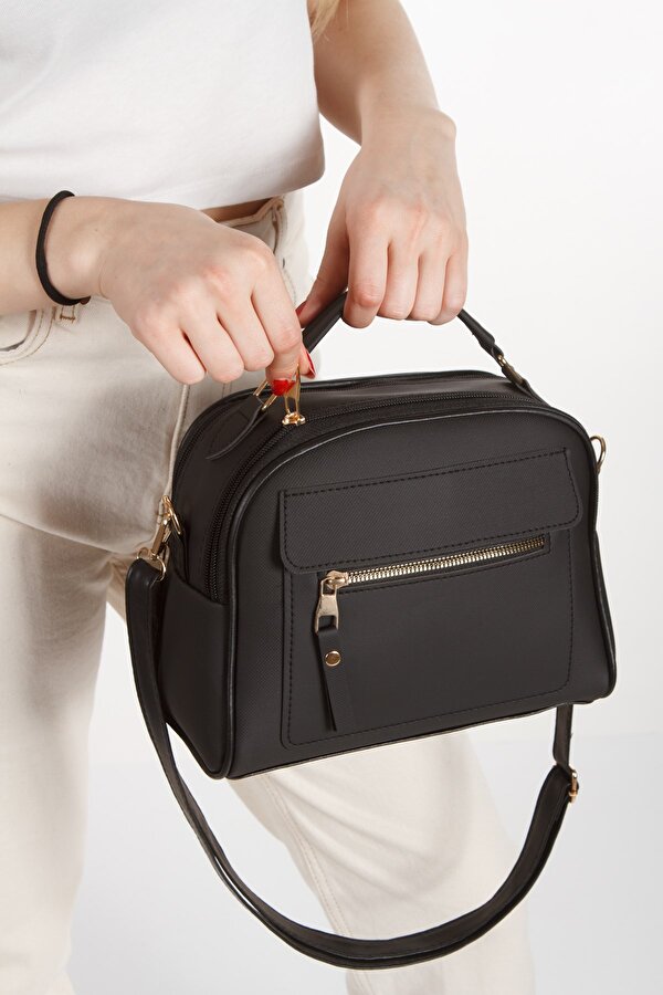 Kadın Kumaş El ve Omuz Çantası new317 - Siyah