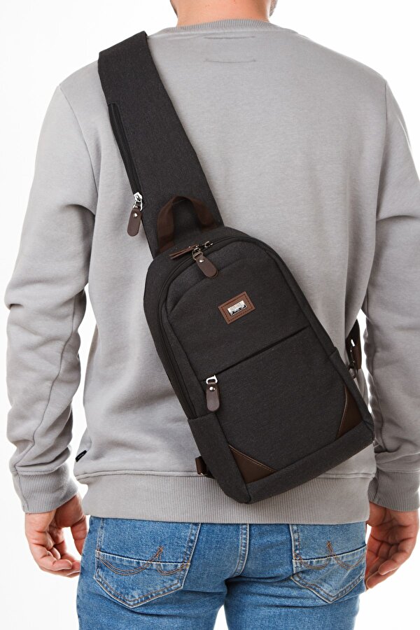 Erkek Usb Çıkışlı Çapraz Bel ve Omuz Çantası new321 Siyah - Kahve