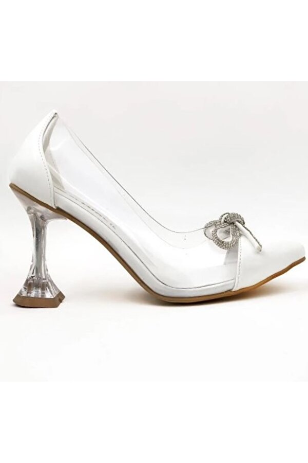 Seribo Sindirella 10 cm Topuklu Şeffaf Stiletto Kadın Ayakkabı