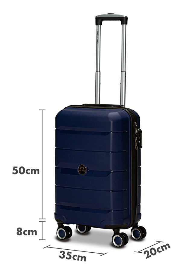My-pp Kabin boy Küçük  Polipropilen Süper esnek kırılmaz tekerlekli valiz bavul seyahat LACİVERT