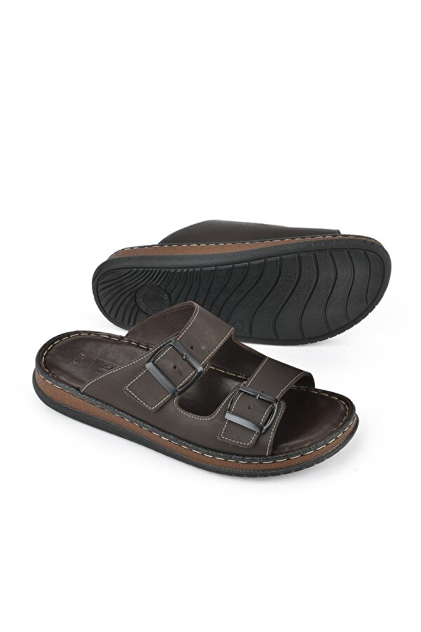 Erkek Hakiki Deri Terlik 1511045ZS1 Kahve