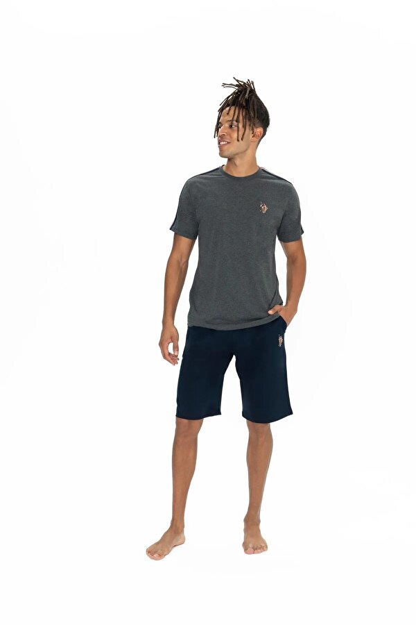 Erkek Yuvarlak Yaka Pijama Şort Takım