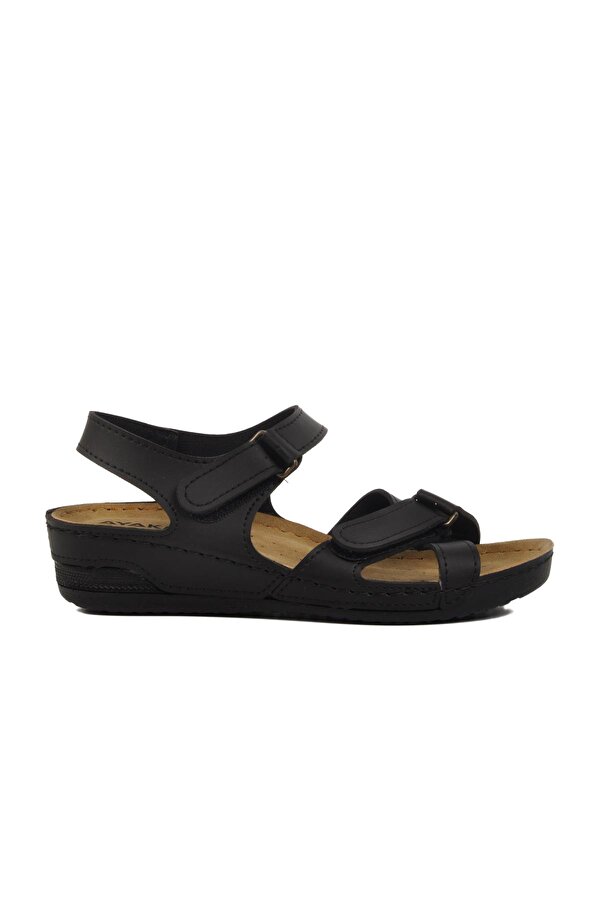 Siyah Kadın Dolgu Topuk Sandalet 02-380 Z