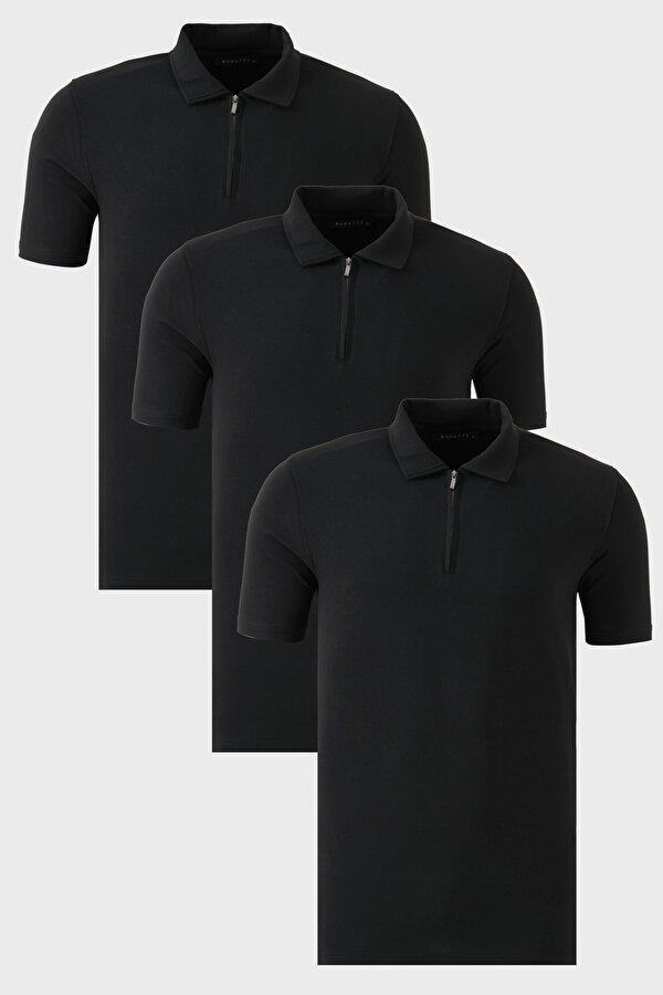 Erkek Polo Yaka T Shirt 5902972S3 Siyah-Siyah-Siyah