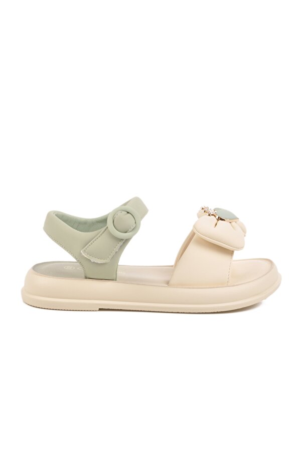 Yeşil Hafif Esnek Taşlı Kız Çocuk Sandalet 25Y600-5  F