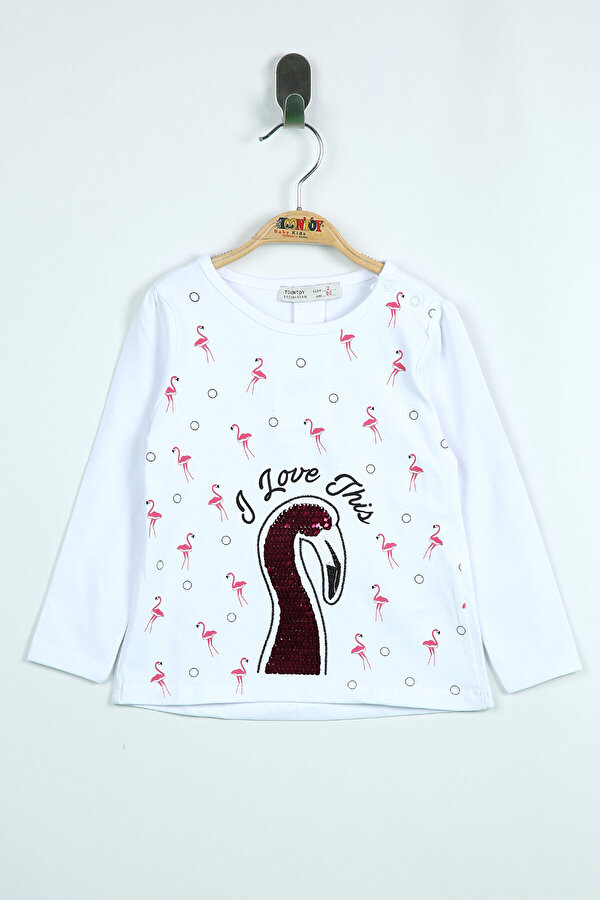 Toontoy Kız Bebek Flamingo Nakışlı T-Shirt