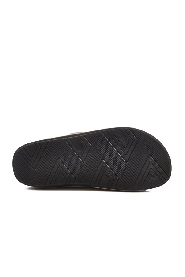 Aspor Bej Anatomik Çift Bantlı Kadın Düz Terlik