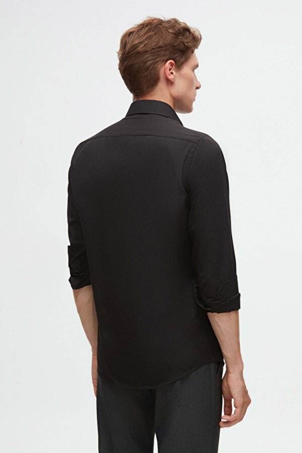 Ds Damat Slim Fit Siyah İtalyan Yaka Kolay Ütülenebilir 2 Li Gömlek