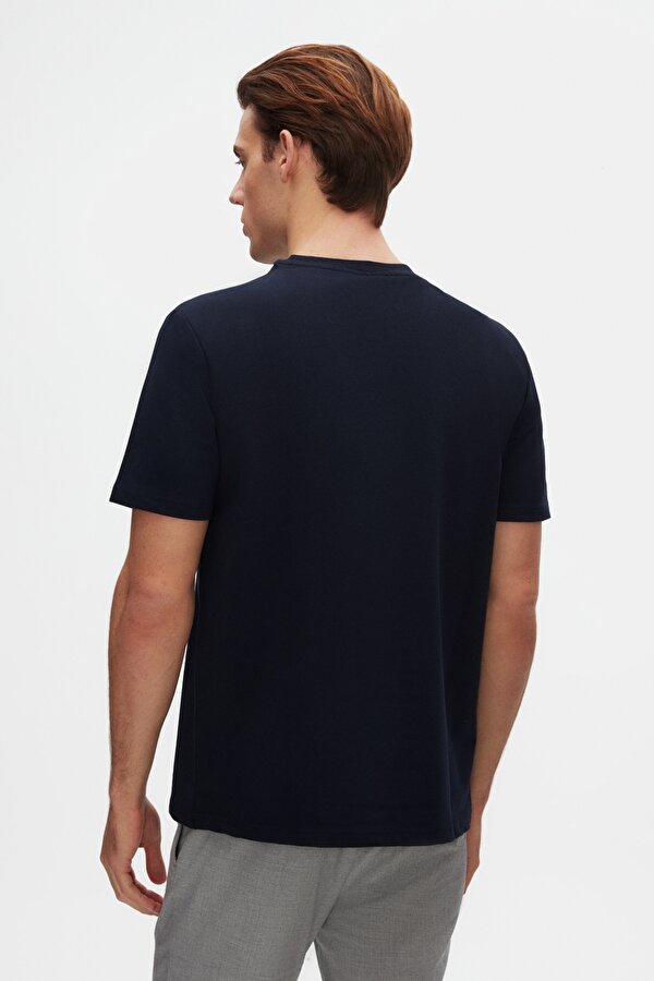 Slim Fit Lacivert Baskılı T-Shirt