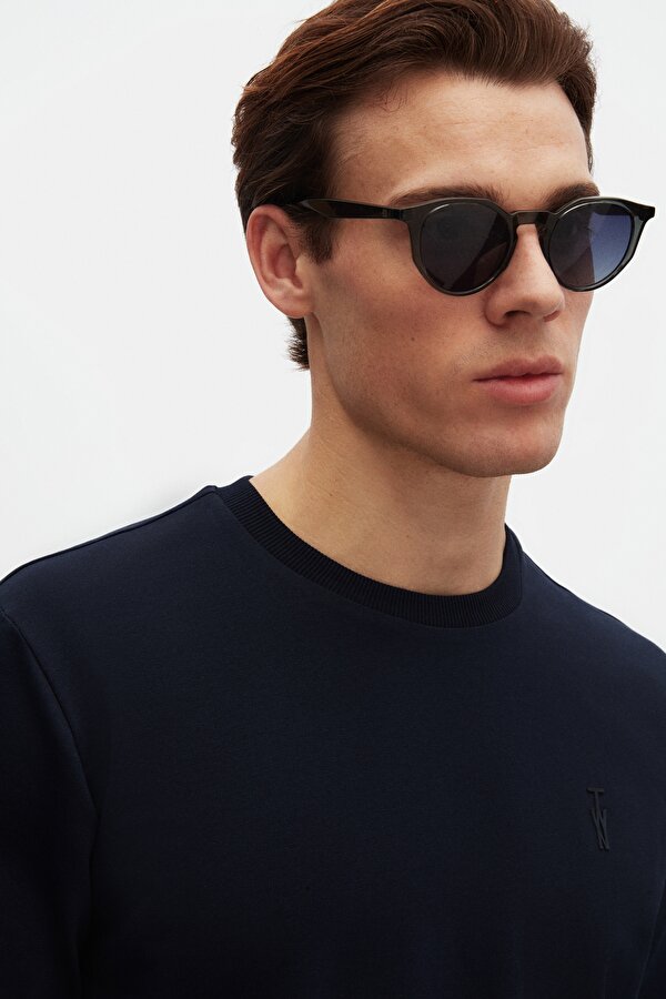 Slim Fit Lacivert Baskılı T-Shirt