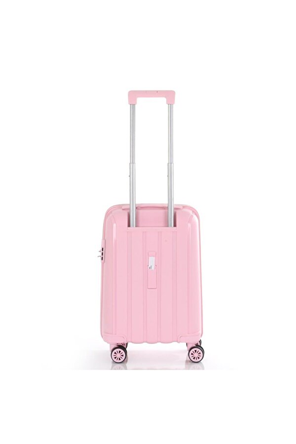 Bavul Orta ve Kabin 2li Set Kırılmaz Silikon Valiz V305 Pudra