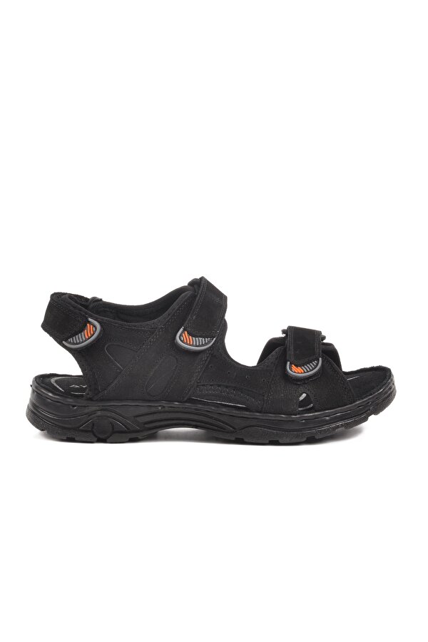 Siyah Nubuk Erkek Çocuk Cırtlı Spor Sandalet 1305 G