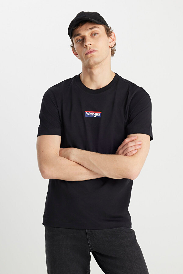 Regular Fit Small Logo Siyah Erkek Kısa Kol T-Shirt